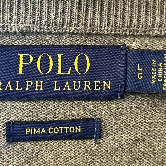 Polo Ralph Lauren Men's V-Neck Pullover Sweater Gray L Preppy Eclectic Grandpa - Picture 4 of 8